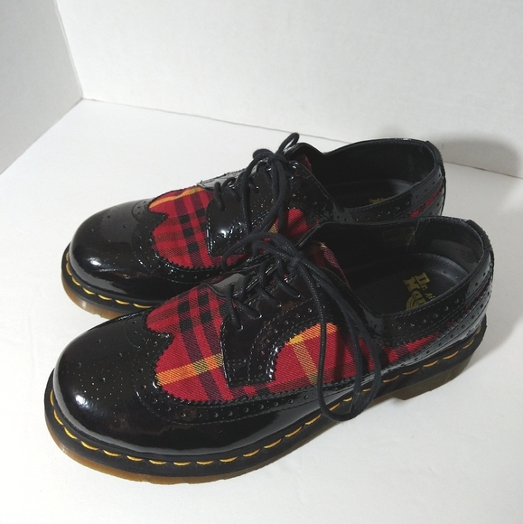Dr. Martens Shoes - Dr Martens Marnie Plaid and Black Patent Oxford
